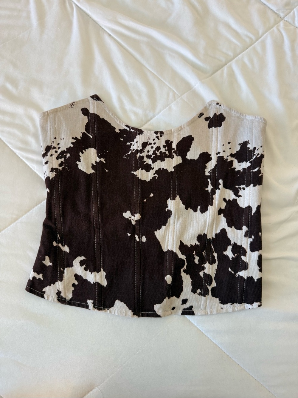 Miaou Leia Cowprint Strapless Corset Top